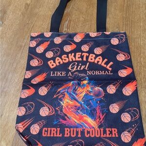 Basketball Girl Graphic Tote Bag - Black and Orange NEW
